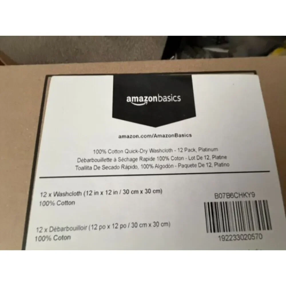Amazon 100% cotton quick dry washcloth 12 pk platinum gray